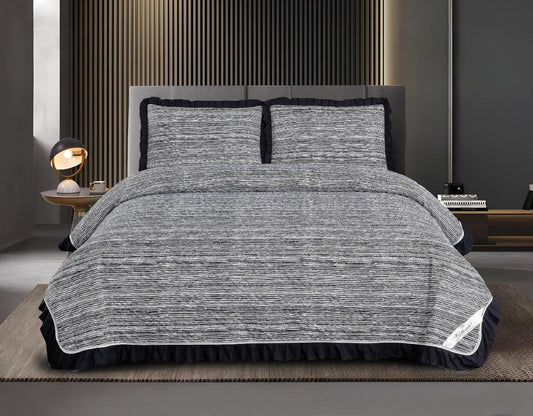 Florence Super Soft Printed Bedcover with Frills & Piping - All-Season, Anti-Allergic Fabric, 2 Pillow Cases