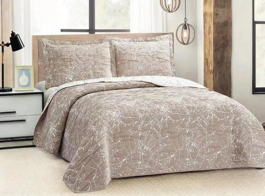 Nestloom  3 Pc Printed Bedcover With Bedsheet and Pillow Cover- Stanley Range